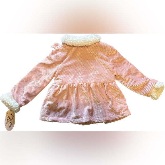 NWT Pink Coat - 24M - Adorable Gray Bows Fuzzy Collar - Bundle Up in Style! 🎀✨" - Picture 3 of 11